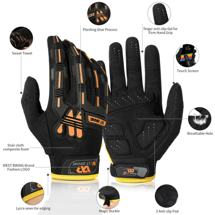 WEST BIKING YP0211208 ライディンググローブ バイク用ロングフィンガー 防滑 タッチスクリーングローブ、M、L、XL