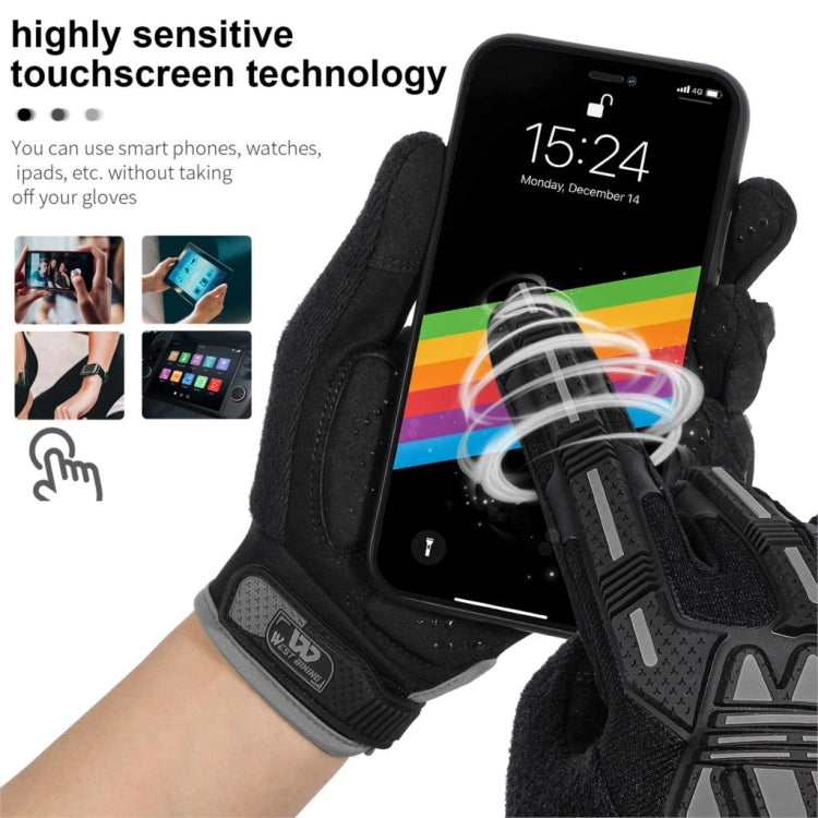 WEST BIKING YP0211208 ライディンググローブ バイク用ロングフィンガー 防滑 タッチスクリーングローブ、M、L、XL