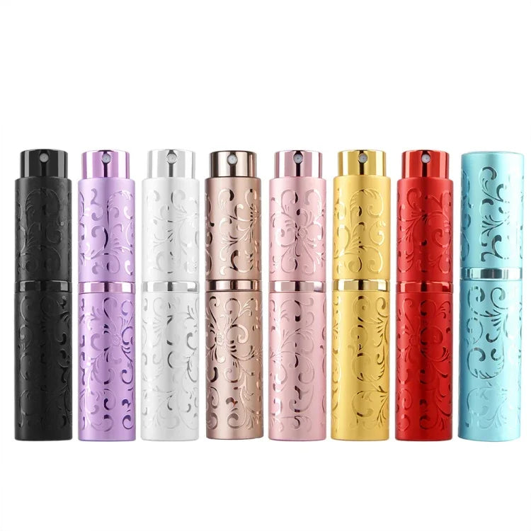 2 PCS Embossed Rotating Perfume Bottle Metal Discharge Bottle Sterilizing Alcohol Spray Bottle, 10ml