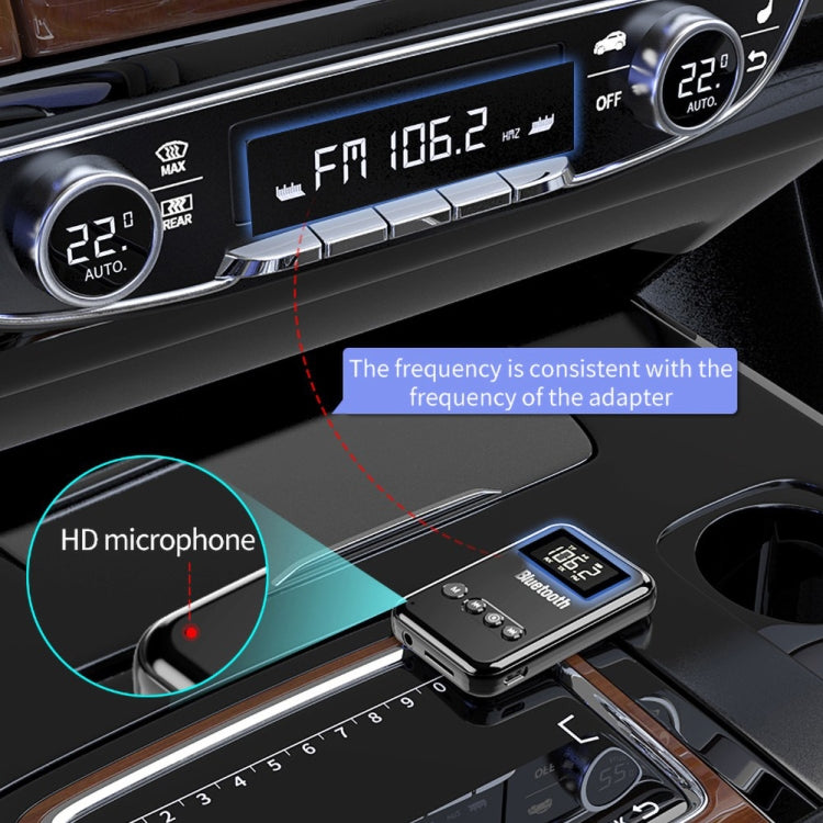 Bluetooth 5.0 レシーバー トランスミッター 2in1 アダプター コンピュータースピーカー 車載 FM、ブラック
