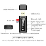 USB車載Bluetooth 5.0アダプター レシーバー FM + AUXオーディオ デュアル出力ステレオ送信機、K9 ブラック
