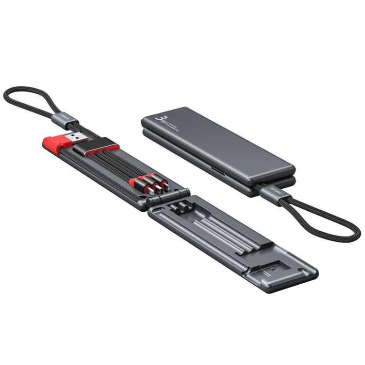 Oatsbasf 03083 ポータブル多機能 Micro USB + USB-C / Type-C + 8ピン 3-in-1充電ケーブル、ホワイト、グレー、オレンジ、グリーン