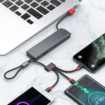 Oatsbasf 03083 ポータブル多機能 Micro USB + USB-C / Type-C + 8ピン 3-in-1充電ケーブル、ホワイト、グレー、オレンジ、グリーン