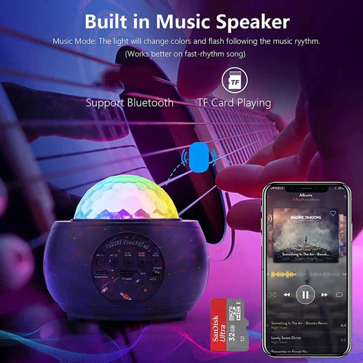 DQ-M3 LED回転星空ライト Bluetooth音楽 プラネット オーシャンプロジェクター TFカード対応、スタイル：USB＋Bluetooth、バッテリー＋Bluetooth