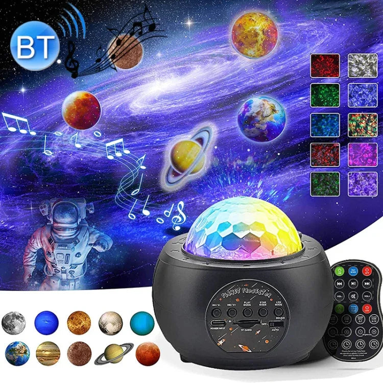 DQ-M3 LED回転星空ライト Bluetooth音楽 プラネット オーシャンプロジェクター TFカード対応、スタイル：USB＋Bluetooth、バッテリー＋Bluetooth
