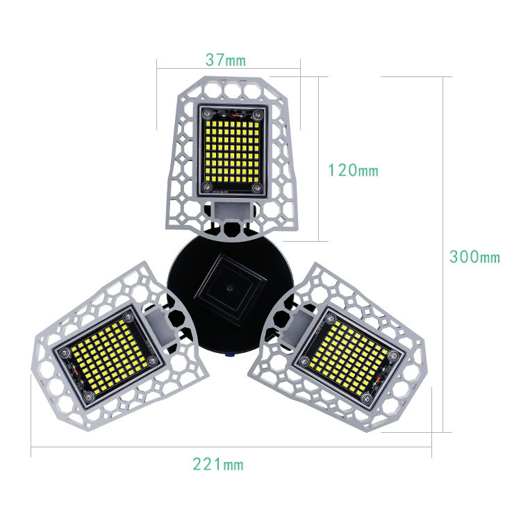 LED工業用採掘ライト 防水ライトセンサー 折りたたみ式三葉ガレージランプ、60W、80W、100W