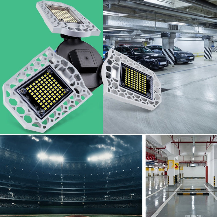 LED工業用採掘ライト 防水ライトセンサー 折りたたみ式三葉ガレージランプ、60W、80W、100W