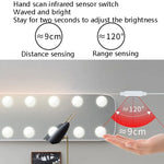 LEDメイクアップミラーライト 美容用補助光 ハンドスイープセンサー付きミラー前照明、2灯、6灯、10灯、14灯