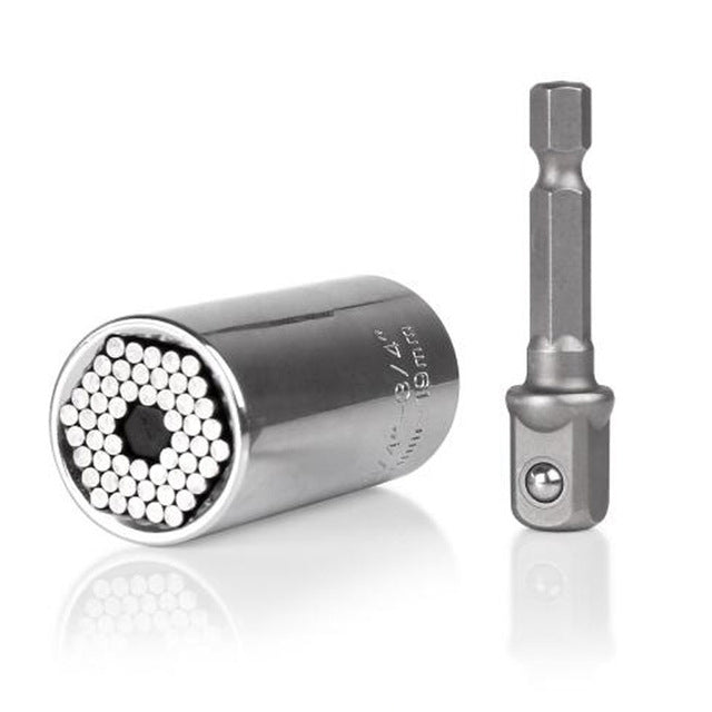 ユニバーサルトルクレンチヘッドセット ソケットスリーブ 7-19mm 電動ドリルラチェットブッシングスパナキー マジックマルチハンドツール、7-19mmレンチ