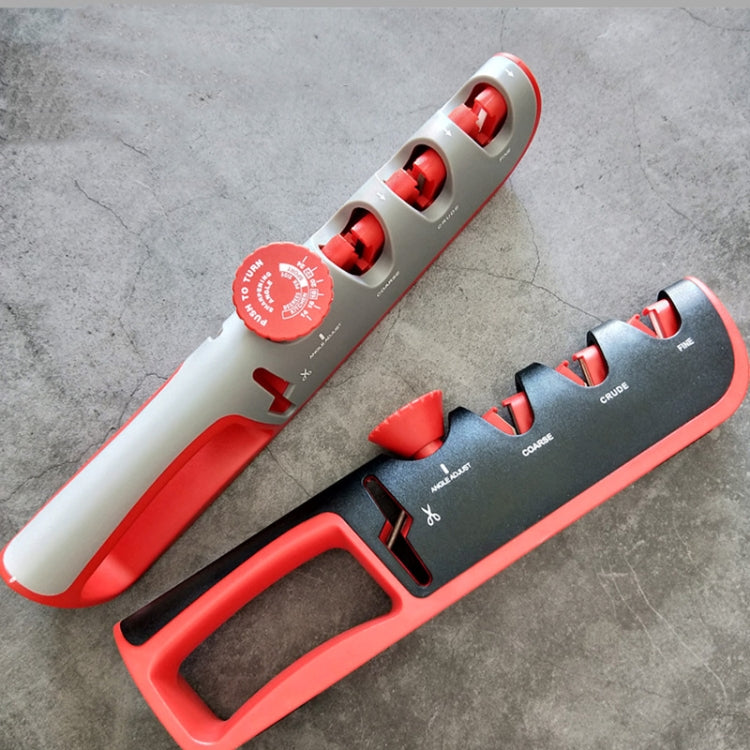 4-in-1 調節可能手動ナイフシャープナー 多機能ナイフ研ぎ器、4-in-1（ブラックレッド）、4-in-1（グレーレッド）