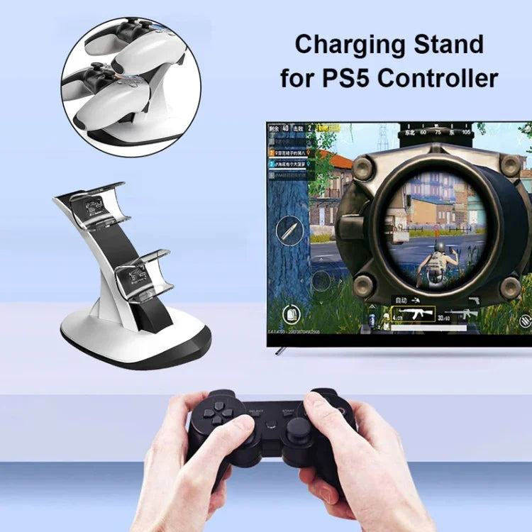 IPLAY HBP-314 ワイヤレスBluetoothハンドル 二人用充電器 PS5用、HBP-314
