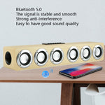 M1 Bluetoothスピーカー アラームクロック 木製ワイヤレスデスクトップラウドスピーカー、イエロー、ブラック