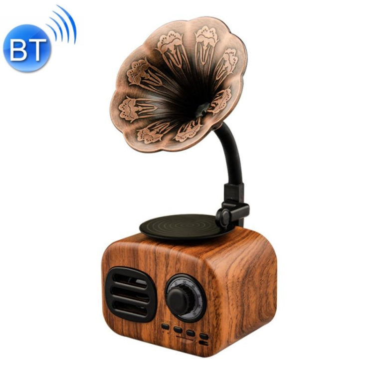 Ft-05 ワイヤレスレトロBluetoothスピーカー グラモフォンミニプレーヤー、ゴールド、ピンク、ウォールナット、レッド、ブラック
