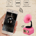 Ft-05 ワイヤレスレトロBluetoothスピーカー グラモフォンミニプレーヤー、ゴールド、ピンク、ウォールナット、レッド、ブラック
