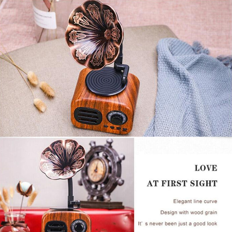 Ft-05 ワイヤレスレトロBluetoothスピーカー グラモフォンミニプレーヤー、ゴールド、ピンク、ウォールナット、レッド、ブラック