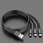 2個セット ZZ034 USBから8ピン＋USB-C / タイプC＋マイクロUSB 3-in-1 急速充電ケーブル, スタイル:, 5A スーパー高速-ブラック, ミニ-シルバー, ミニ-レッド, ミニ-ブルー, ミニ-ブラック