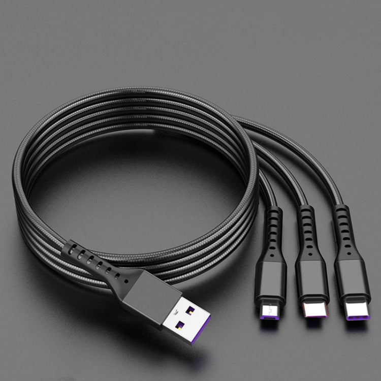 2個セット ZZ034 USBから8ピン＋USB-C / タイプC＋マイクロUSB 3-in-1 急速充電ケーブル, スタイル:, 5A スーパー高速-ブラック, ミニ-シルバー, ミニ-レッド, ミニ-ブルー, ミニ-ブラック