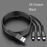 2個セット ZZ034 USBから8ピン＋USB-C / タイプC＋マイクロUSB 3-in-1 急速充電ケーブル, スタイル:, 5A スーパー高速-ブラック, ミニ-シルバー, ミニ-レッド, ミニ-ブルー, ミニ-ブラック