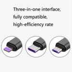 2個セット ZZ034 USBから8ピン＋USB-C / タイプC＋マイクロUSB 3-in-1 急速充電ケーブル, スタイル:, 5A スーパー高速-ブラック, ミニ-シルバー, ミニ-レッド, ミニ-ブルー, ミニ-ブラック