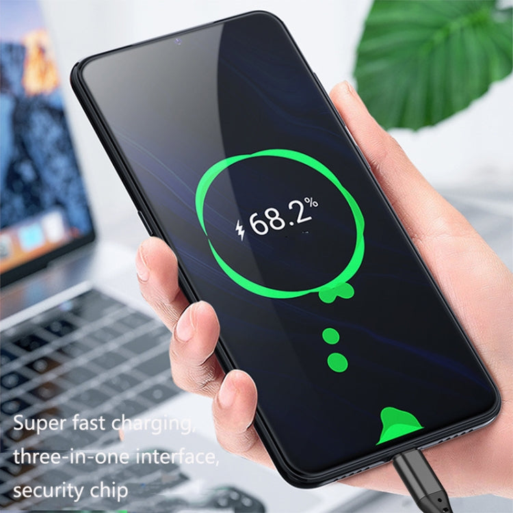 2個セット ZZ034 USBから8ピン＋USB-C / タイプC＋マイクロUSB 3-in-1 急速充電ケーブル, スタイル:, 5A スーパー高速-ブラック, ミニ-シルバー, ミニ-レッド, ミニ-ブルー, ミニ-ブラック