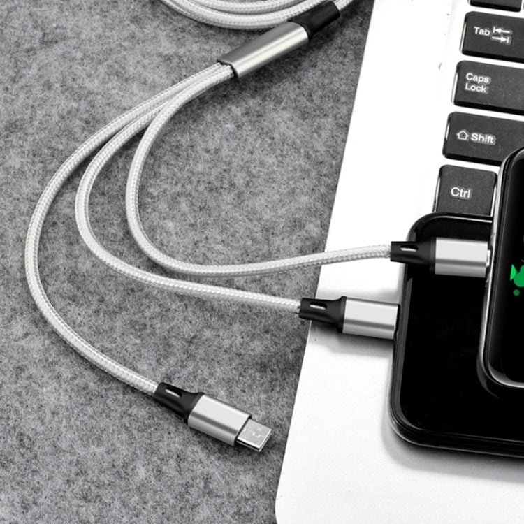 2個セット ZZ034 USBから8ピン＋USB-C / タイプC＋マイクロUSB 3-in-1 急速充電ケーブル, スタイル:, 5A スーパー高速-ブラック, ミニ-シルバー, ミニ-レッド, ミニ-ブルー, ミニ-ブラック