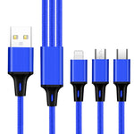 2個セット ZZ034 USBから8ピン＋USB-C / タイプC＋マイクロUSB 3-in-1 急速充電ケーブル, スタイル:, 5A スーパー高速-ブラック, ミニ-シルバー, ミニ-レッド, ミニ-ブルー, ミニ-ブラック