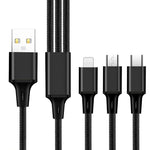 2個セット ZZ034 USBから8ピン＋USB-C / タイプC＋マイクロUSB 3-in-1 急速充電ケーブル, スタイル:, 5A スーパー高速-ブラック, ミニ-シルバー, ミニ-レッド, ミニ-ブルー, ミニ-ブラック