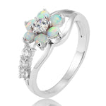925シルバー レディース オパールフラワーリング ジュエリー、6、8、9、10