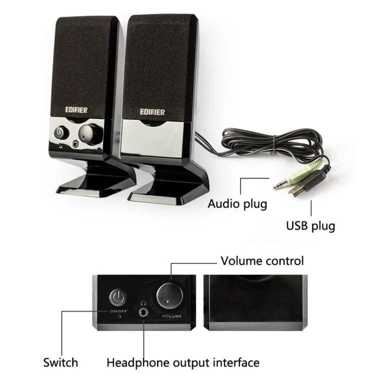 Edifier R10U ミニUSBラップトップスピーカー、R10U ブラック