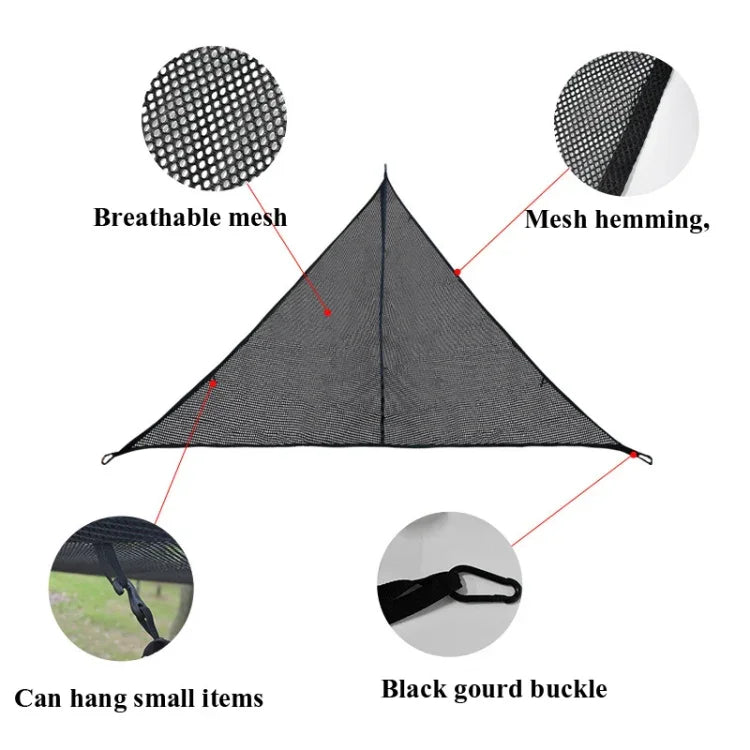 アウトドア多人数用ハンモック 大型スカイツリーテント 空中キャンプハンモック 三角ハンモック、2.9m ブラック