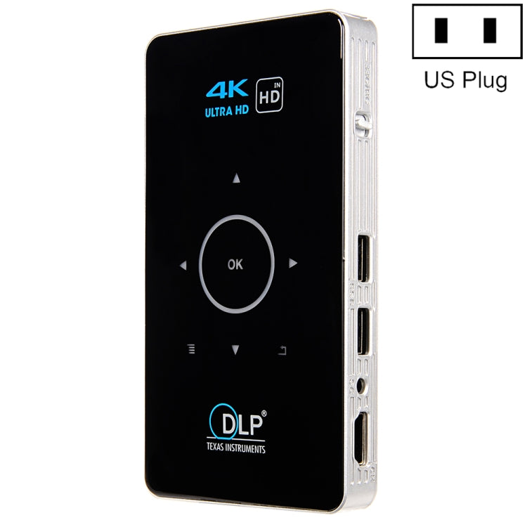 C6 1G+8G Androidシステム インテリジェント DLP HD ミニプロジェクター ポータブルホームスマホプロジェクター、USプラグ（ブラック）、EUプラグ（ブラック）、UKプラグ（ブラック）、AUプラグ（ブラック）、USプラグ（ホワイト）、AUプラグ（ホワイト）