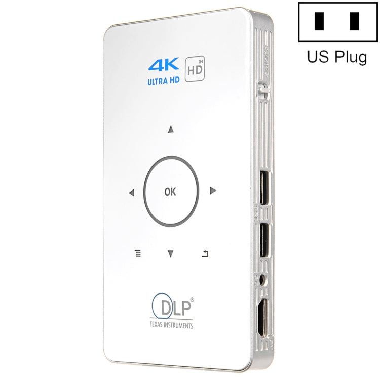 C6 1G+8G Androidシステム インテリジェント DLP HD ミニプロジェクター ポータブルホームスマホプロジェクター、USプラグ（ブラック）、EUプラグ（ブラック）、UKプラグ（ブラック）、AUプラグ（ブラック）、USプラグ（ホワイト）、AUプラグ（ホワイト）