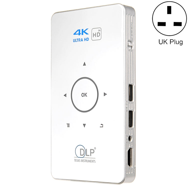 C6 2GB+32GB Androidスマート DLP HD プロジェクター ミニワイヤレスプロジェクター、USプラグ（ブラック）、EUプラグ（ブラック）、UKプラグ（ブラック）、AUプラグ（ブラック）、USプラグ（ホワイト）、UKプラグ（ホワイト）、AUプラグ（ホワイト）