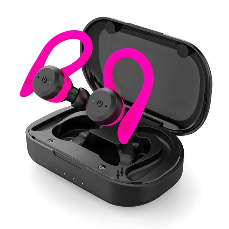 BE1032 耳掛け型防水スポーツTWSワイヤレスBluetoothイヤホン ブラック、蛍光グリーン、ローズレッド