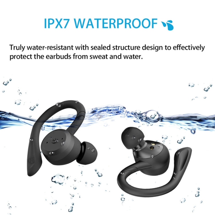 BE1032 耳掛け型防水スポーツTWSワイヤレスBluetoothイヤホン ブラック、蛍光グリーン、ローズレッド