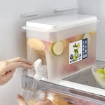 家庭用蛇口付き冷水ボトル 冷蔵庫用フルーツティーポット 夏用ウォーターバケツ、3.5L冷水ボトル