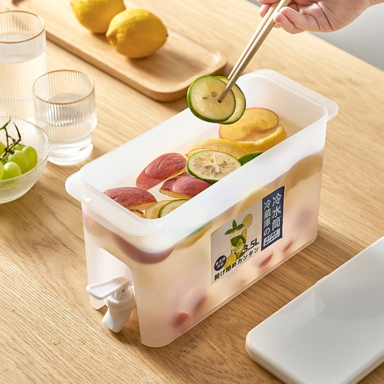 家庭用蛇口付き冷水ボトル 冷蔵庫用フルーツティーポット 夏用ウォーターバケツ、3.5L冷水ボトル