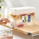 家庭用蛇口付き冷水ボトル 冷蔵庫用フルーツティーポット 夏用ウォーターバケツ、3.5L冷水ボトル