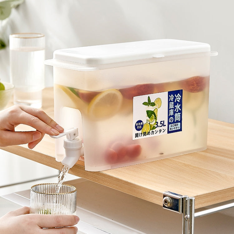 家庭用蛇口付き冷水ボトル 冷蔵庫用フルーツティーポット 夏用ウォーターバケツ、3.5L冷水ボトル