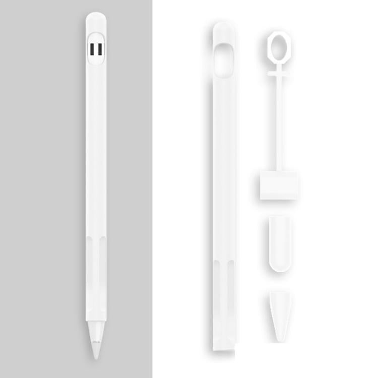 2セット 4イン1 スタイラスシリコン保護カバー + 紛失防止ロープセット Apple Pencil 1用、翡翠ホワイト、インクブラック、ミントグリーン、フレッシュピンク、レッド、ミッドナイトブルー、ビジネスグレー