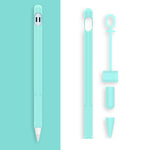 2セット 4イン1 スタイラスシリコン保護カバー + 紛失防止ロープセット Apple Pencil 1用、翡翠ホワイト、インクブラック、ミントグリーン、フレッシュピンク、レッド、ミッドナイトブルー、ビジネスグレー