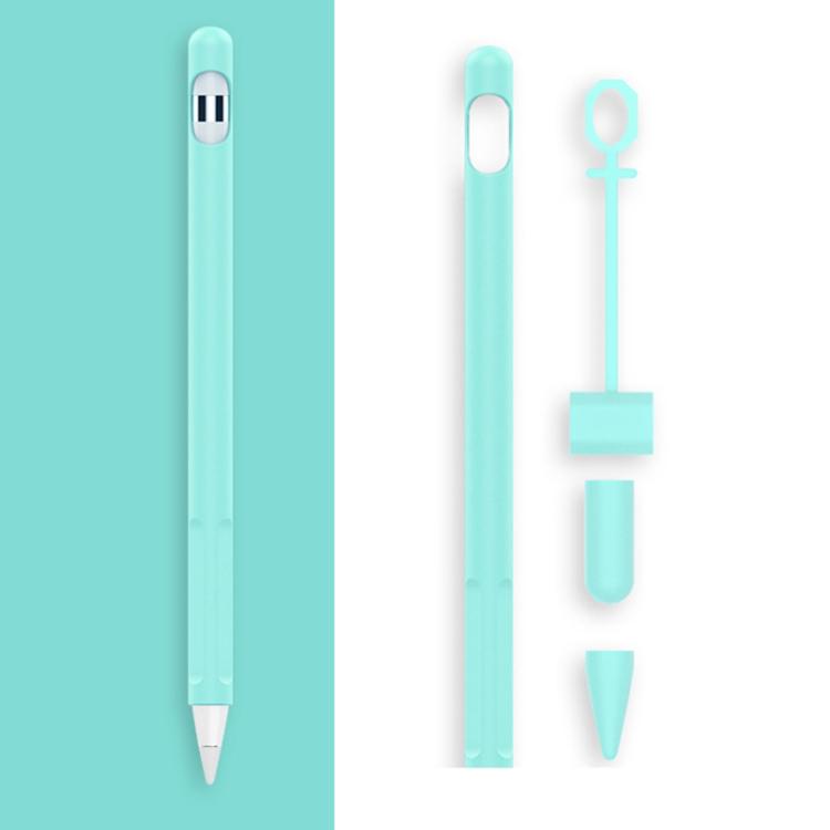 2セット 4イン1 スタイラスシリコン保護カバー + 紛失防止ロープセット Apple Pencil 1用、翡翠ホワイト、インクブラック、ミントグリーン、フレッシュピンク、レッド、ミッドナイトブルー、ビジネスグレー
