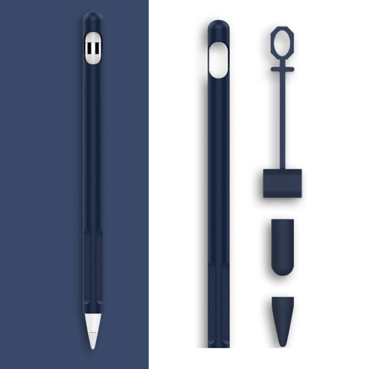 2セット 4イン1 スタイラスシリコン保護カバー + 紛失防止ロープセット Apple Pencil 1用、翡翠ホワイト、インクブラック、ミントグリーン、フレッシュピンク、レッド、ミッドナイトブルー、ビジネスグレー