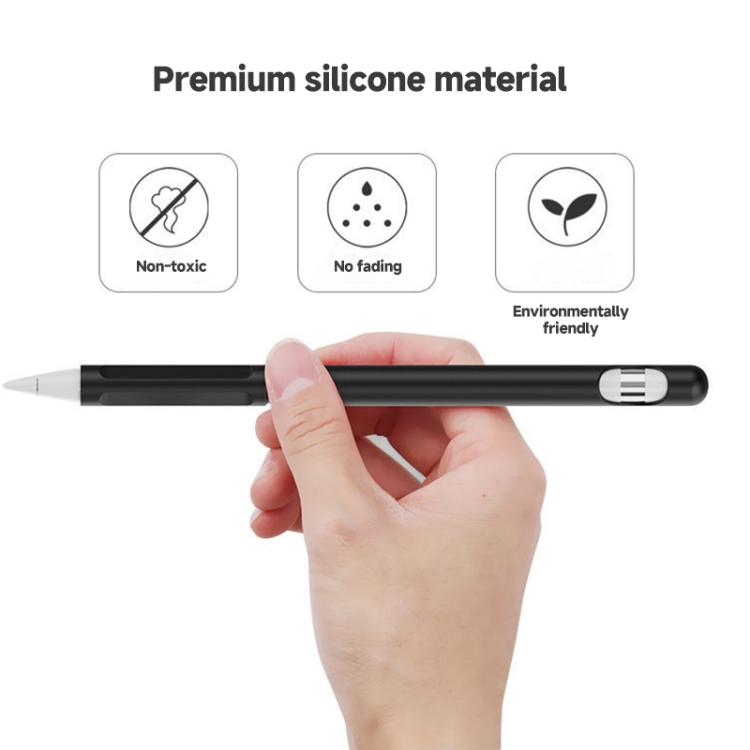 2セット 4イン1 スタイラスシリコン保護カバー + 紛失防止ロープセット Apple Pencil 1用、翡翠ホワイト、インクブラック、ミントグリーン、フレッシュピンク、レッド、ミッドナイトブルー、ビジネスグレー