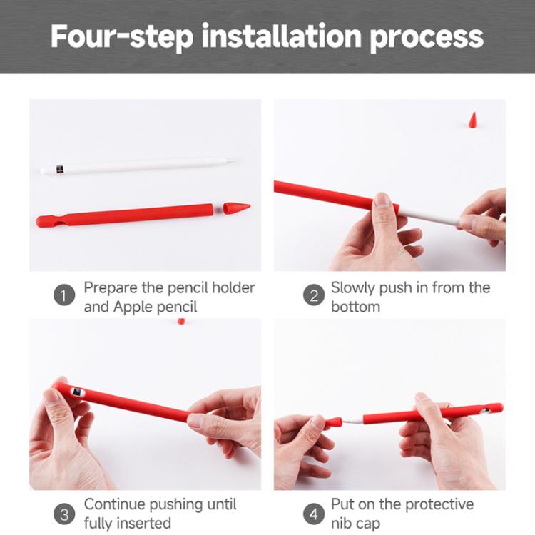 2セット 4イン1 スタイラスシリコン保護カバー + 紛失防止ロープセット Apple Pencil 1用、翡翠ホワイト、インクブラック、ミントグリーン、フレッシュピンク、レッド、ミッドナイトブルー、ビジネスグレー