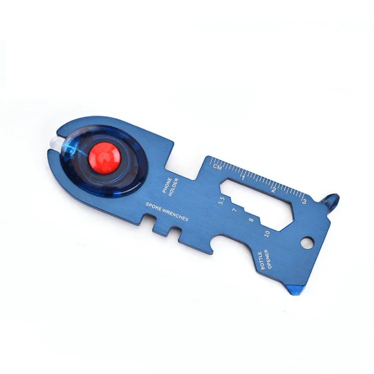 8 In 1 Stainless Steel Multi-Function Tool Card Camping Survival Card With Light, Black, Blue