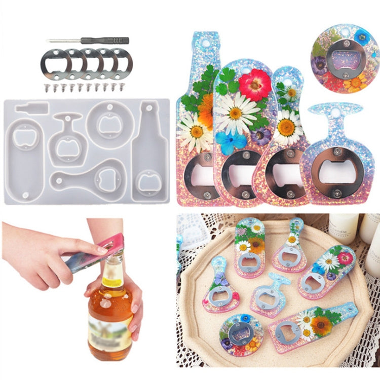 DIYクリスタルレジンドリップビアレンチモールドオープナーシリコンモールド セット、モールド