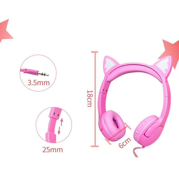 LX-K06 3.5mm 有線 子供用学習用光る猫耳ヘッドセット ケーブル長1.2m ピンク、パープル、ブルー、オレンジ