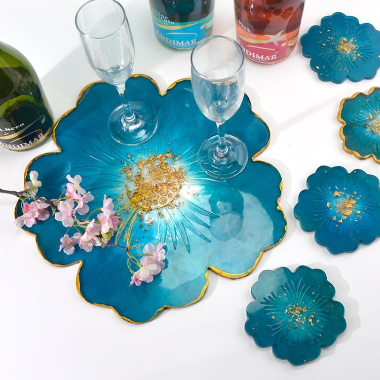 シリコンフラワーカップパッドモールドセット クリスタルDIYミラーペタルフルーツプレートドロップモールド 1大＋5小花セット、1大＋3小花セット、大花