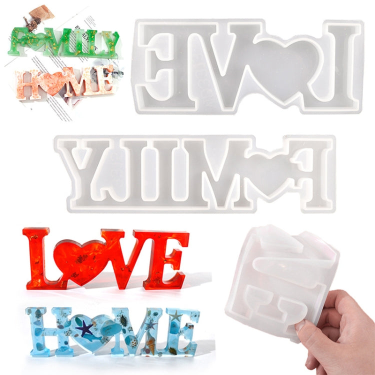DIYクリスタルエポキシシリコンレターモールド アンチレター MD3300_LOVEモールド、アンチレター MD3301_HOMEモールド、アンチレター MD3302_Familyモールド、ポジティブレター MD3313_LOVEモールド、ポジティブレター MD3314_HOMEモールド、ポジティブレター MD3315_FAMILYモールド